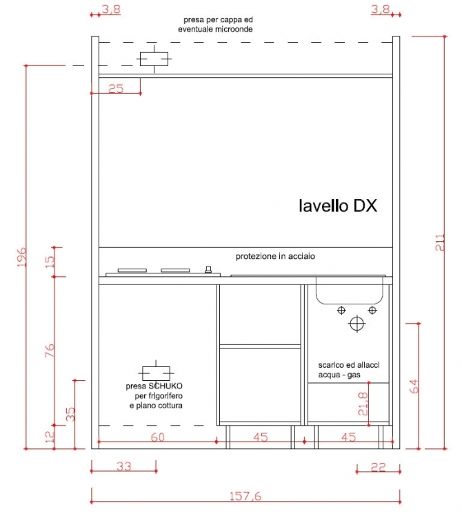 SCHEDA TECNICA CUCINA MONOBLOCCO K108 - CUCINE MONOBLOCCO A ROMA