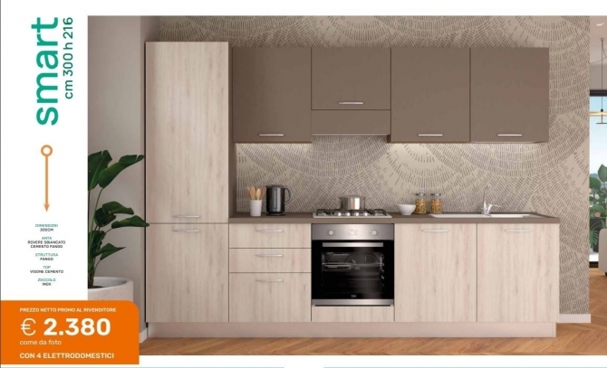 CUCINA SMART L. 300 CM-H 216.-MIGLIOR PREZZO***2380*** - CUCINE MONOBLOCCO A ROMA